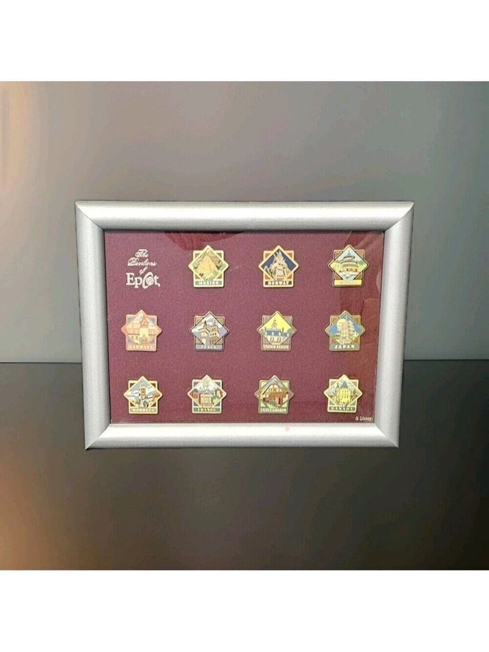 Disney Pavilions of Epcot Framed Pin Set Limited Edition 500 Countries 2000 Rare